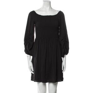 Kobi Halperin Smocked Black Long Sleeve Mini Dress Size L